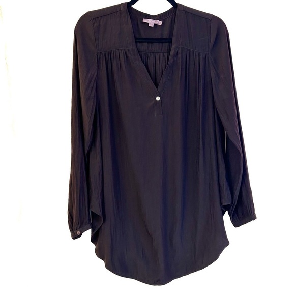 Calypso St. Barth Tops - Calypso St. Barth Brown Satin Top Sz Small Resortwear Beach Tropical Vacation